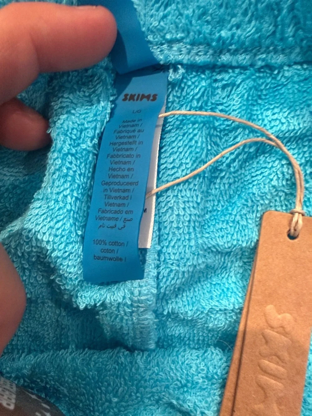 Skims French Terry Coverup Shorts in Cyan - Picture 4 of 4